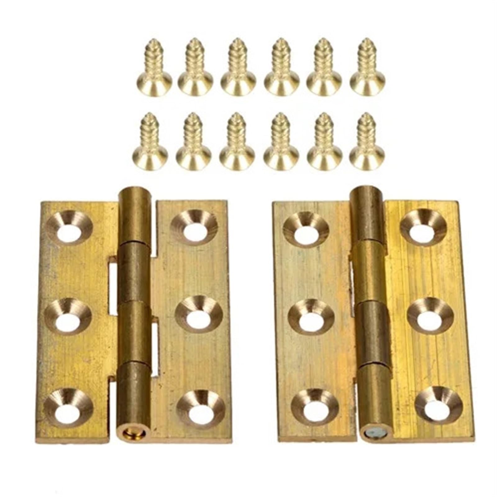 Kdhcvkz 1.5Inch 37X24mm 2Pcs Brass Cabinet Hinge 1/1.5/2/2.5 Inch Wooden Hinge With Screws(1.5Inch 37X24mm)