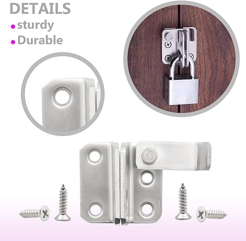 Miniatura 3 de 2 pestillos abatibles de acero inoxidable para puerta de seguridad para puerta corrediza para puerta corredera, pestillos de puerta abierta derecha
