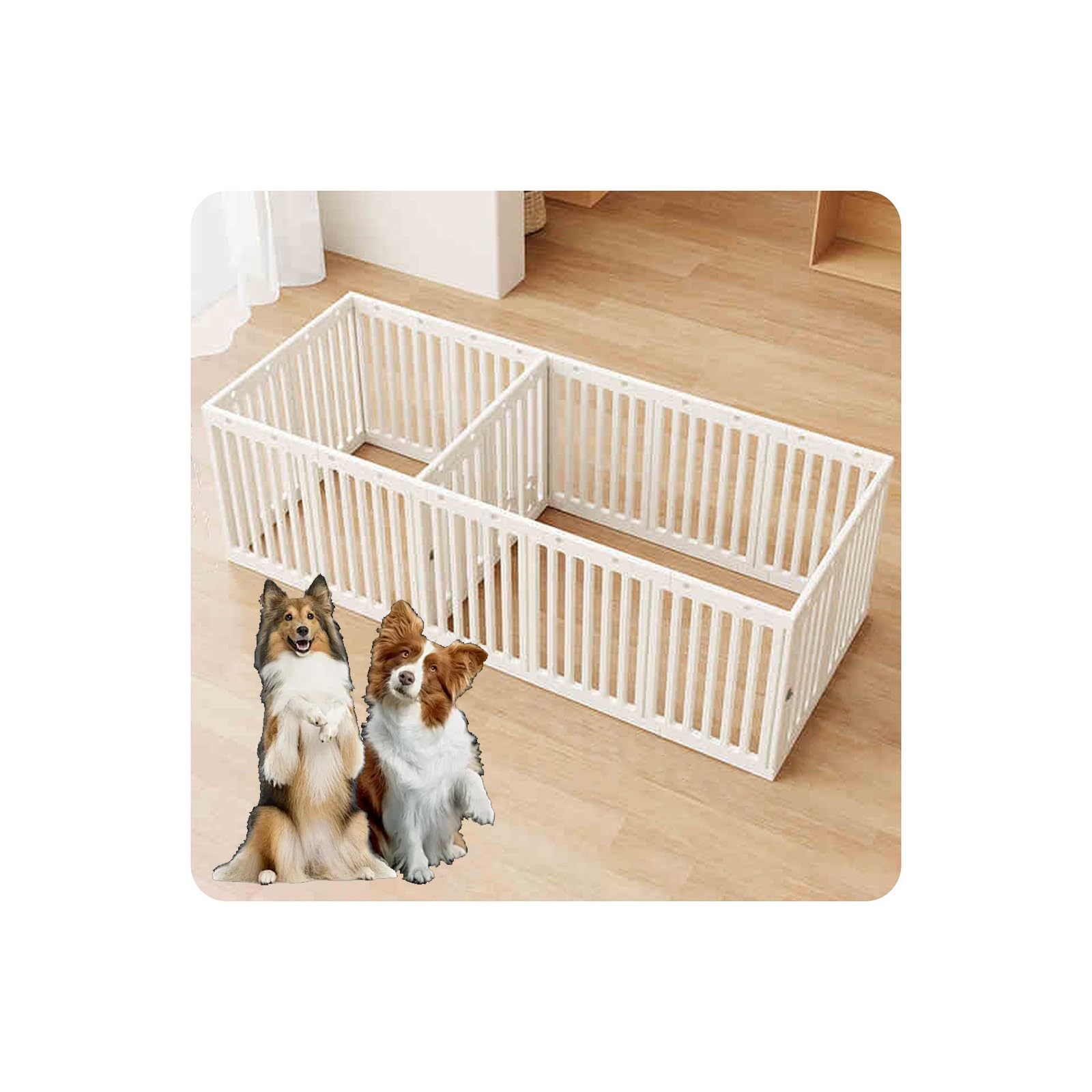 Recinto per Animali Recinto per Piccoli Animali Box per Cani Gabbia per Cuccioli con Cancelletto Recinto per Coniglio Nani da Interno Recinto per Animali Domestici con Porta(55CM,Double Room