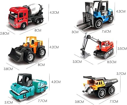 Construction Trucks Diecast Alloy Vehicle Models 6 Pcs