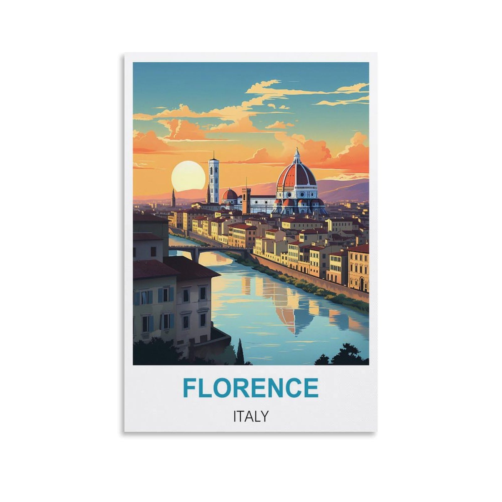 NHGVRP Florence Italy Vintage Travel Poster 16x24inch(40x60cm) Canvas Wall Art Print Picture