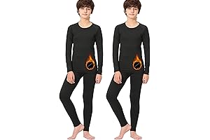 2 Set Youth Boys' Thermal Underwear Set - Fleece Lined Compression Shirt...