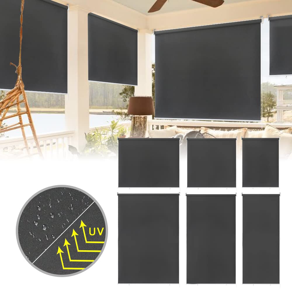 LZQ Store enrouleur occultant thermique pour balcon - Store vertical - Résistant aux UV et au vent - Imperméable (anthracite, 180 x 240 cm)