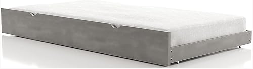 HOMES Inside + Out Spiro - Cama corrediza de madera rústica de tamaño individual para dormitorio, cama de invitados, habitación de niños, gris