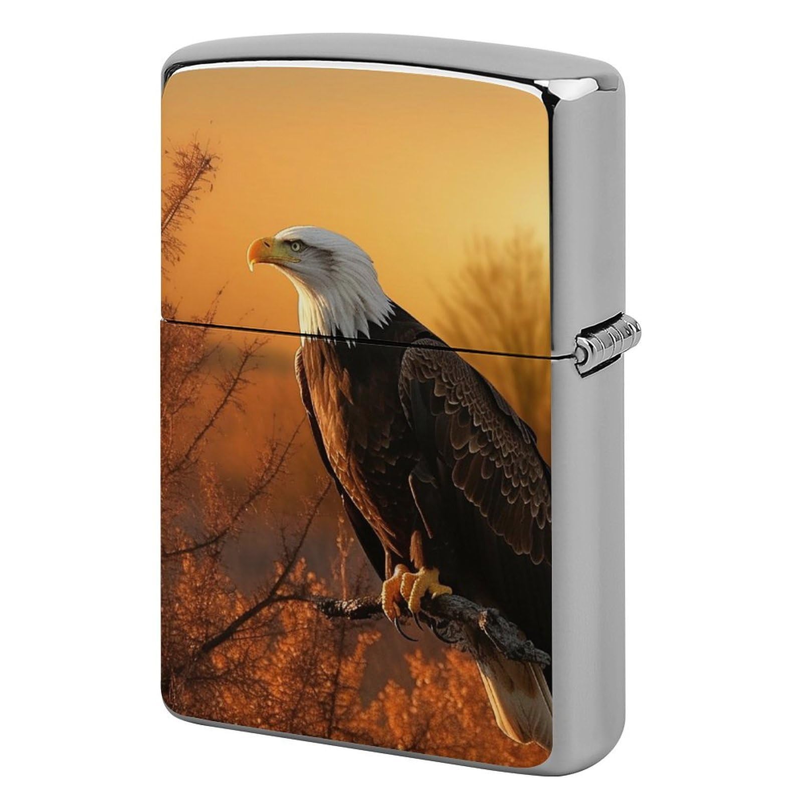 Golden Sunset Bald Eagle Lighter Case for Men, Personalized Lighter Cover for Valentine's Day Gifts, Flip-Top Lighters Shell for Outdoor, Portable Lighters Protective Sleeve