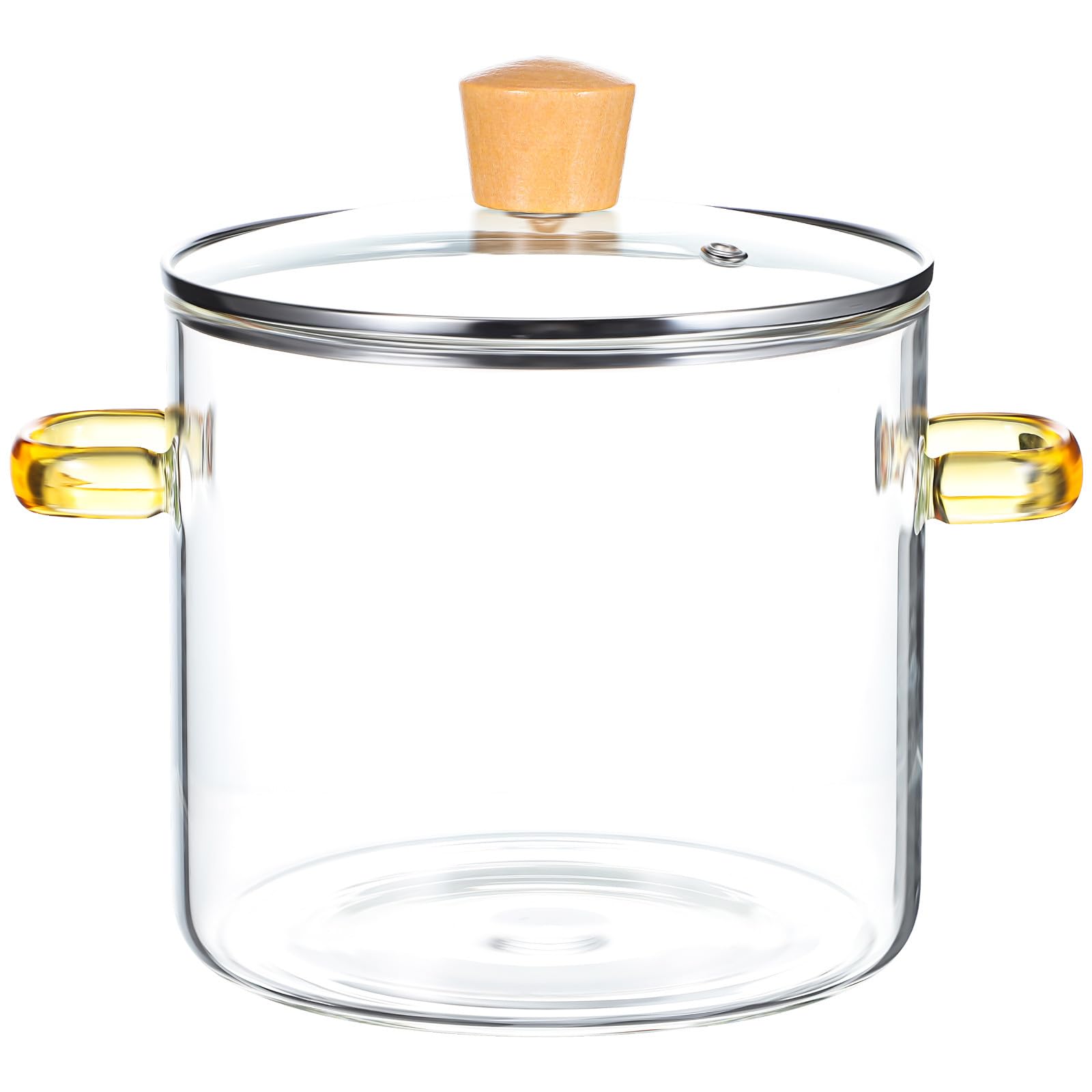 DOITOOL Glaskochtopf aus Hitzebeständigem Glas 2300ml Doppelgriff und Holzgriff Transparenter Milchtopf für Herdplatte und Tägliches Kochen