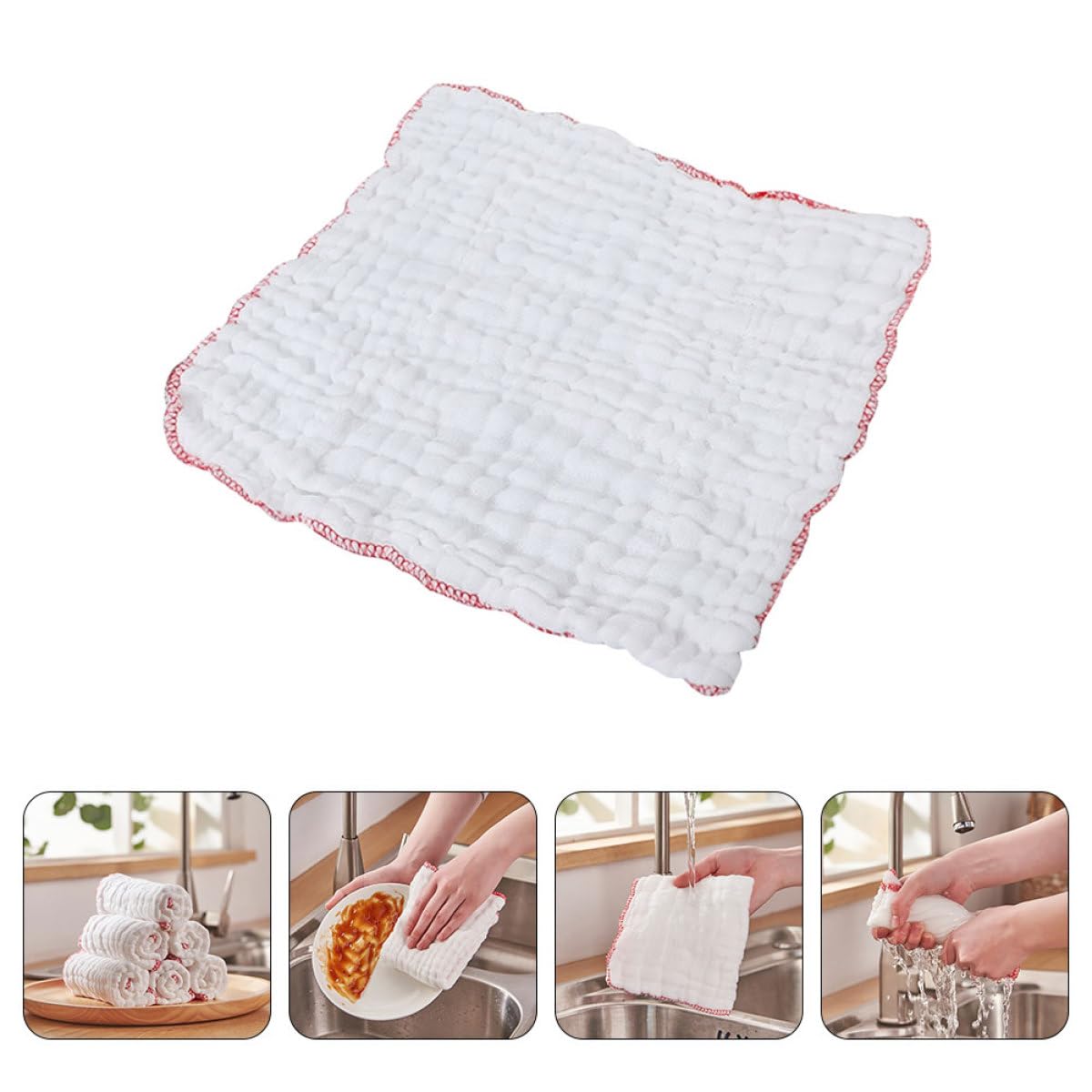 6 Paños de Cocina Muselina de Algodón Gruesos y Absorbentes, Multiusos para Limpieza en Hogar y Cocina