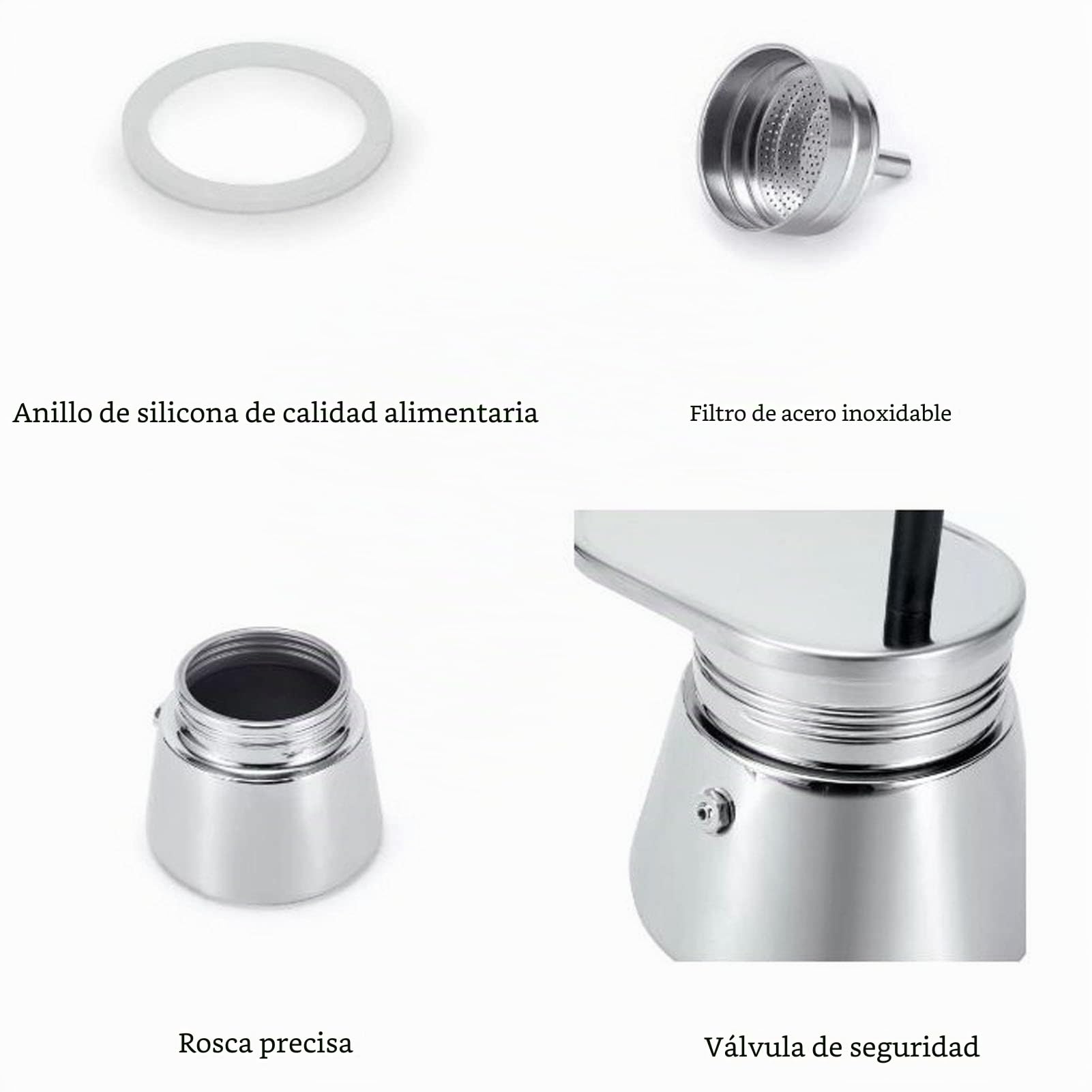 Qcwwy Moka de un Solo Pico, Italiana Clásica de 200 Ml, de Espresso de Acero Inoxidable, Portátil Moka Stovetop para el Hogar, Cafetería, Oficina(50 ml)