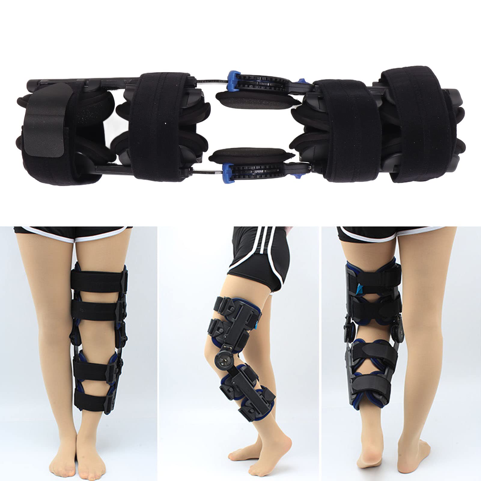Rodillera con Bisagras Poste OP Inmovilizador de Rodilla Tirantes para Piernas Ortopédico Rótula Rodillera Inmovilizador de Rodilla Ortesis, Ajustable para Pierna Izquierda Derecha