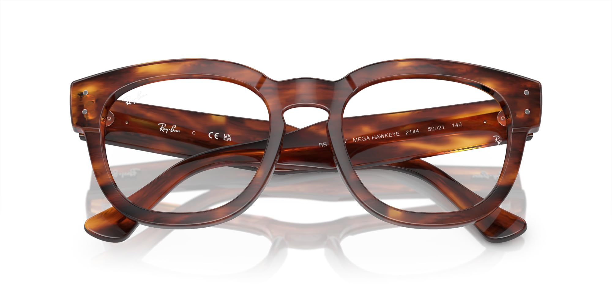 Ray-Ban Rx0298v Mega Hawkeye Ramki do okularów na receptę, Havana w paski/demo, 48 mm Unisex dzieci, Obiektyw w paski Havana/Demo, 48 mm