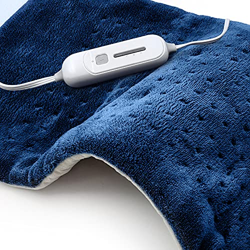 Dr Relief Full Back Heating Pad Fast Heating Wrap with Auto Shut Off for Back, Neck and Shoulder, Abdomen, Waist Pain Relief, Dry/Moist Option (17"x33", Navy)