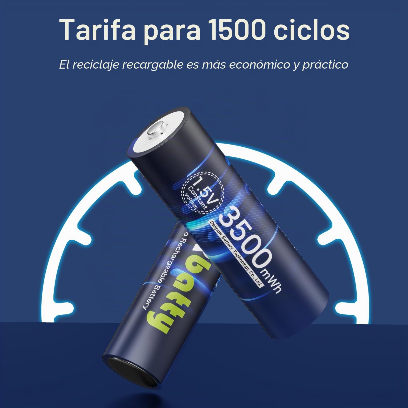 Cargador Pilas Recargables AA GRbatty 3500mWh Pilas de Litio AA 1,5 V Alta Capacidad con Cargadores LCD, más de 1500 ciclos,Paquete de 8
