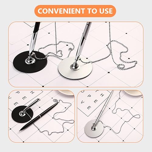 Miniatura 9 de Ciieeo 2 bolígrafos de metal para firma de invitados, bolígrafo de tinta negra con base para bolígrafo y cadena de recepción, bolígrafo, rotulador