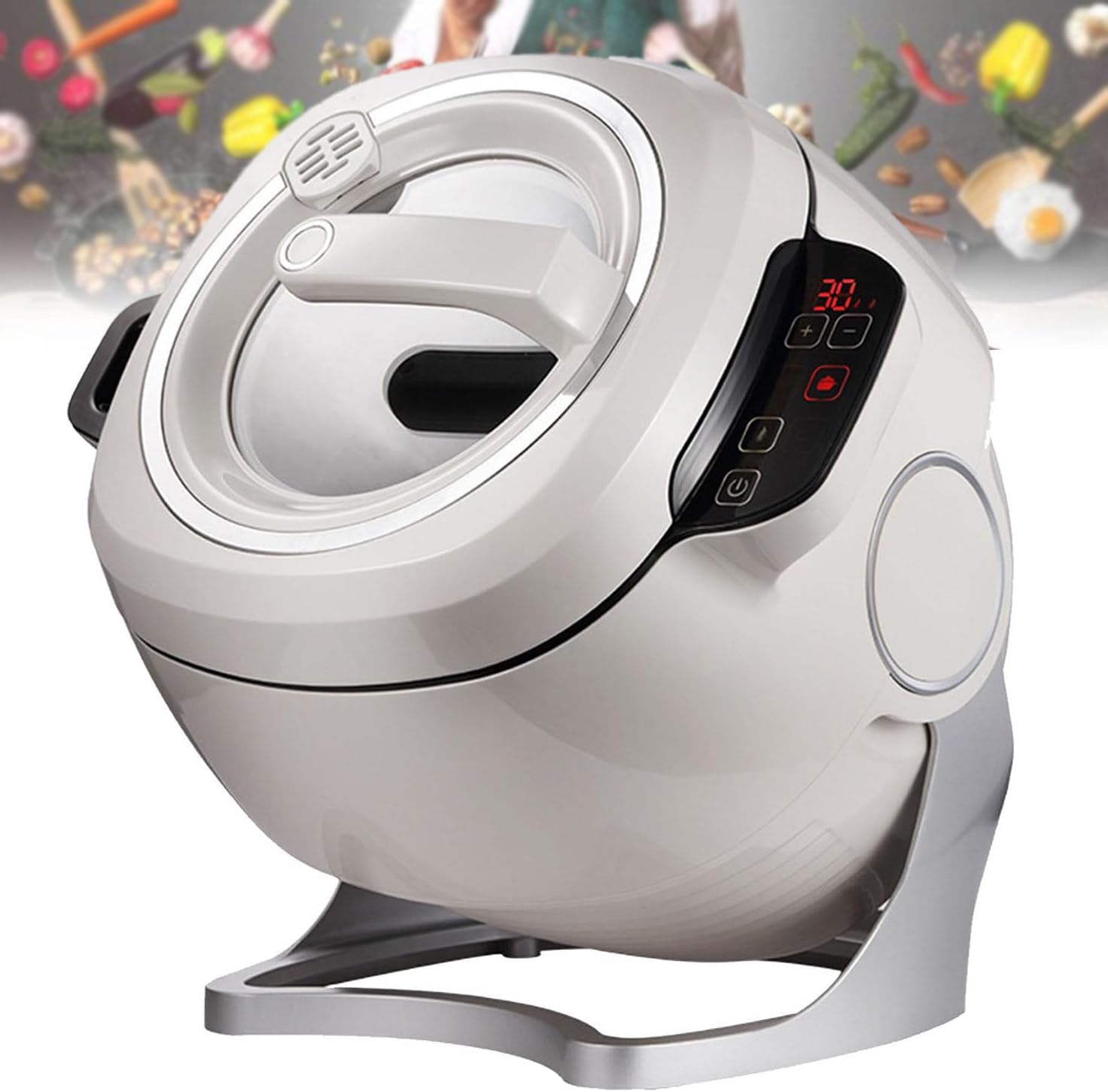 Automatic Stir Fry Cooker, for Easy Healthy Cooking, No Smoke, One-Click Smart Start, with 360° Rotating & 3 Speed Adjustable, for Stir Frying