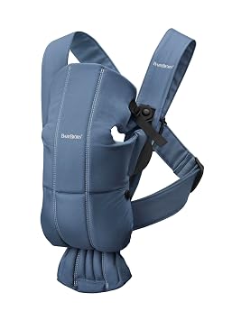 BabyBjorn Baby Carrier Mini, Vintage Indigo, Woven | Newborn Carrier (7-15 lbs), Ergonomic, Easy-to-Use
