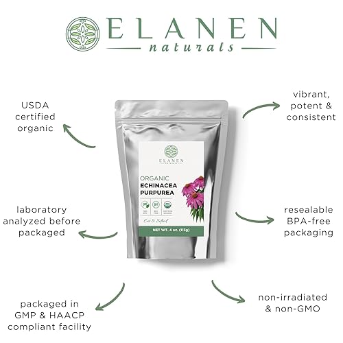 Miniatura 2 de Echinacea Purpurea orgánica 4 onzas (3.99 oz), té de equinácea seco orgánico certificado por USDA, hierba de equinácea premium, púrpura suelta,