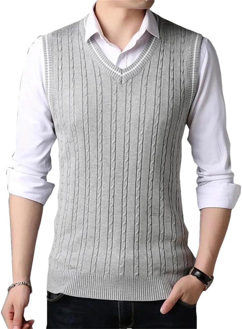 Men Clothes Classic Slim Sweaters V-Neck Sleeveless Sweater Mens Knitwear Sweater Vest for
