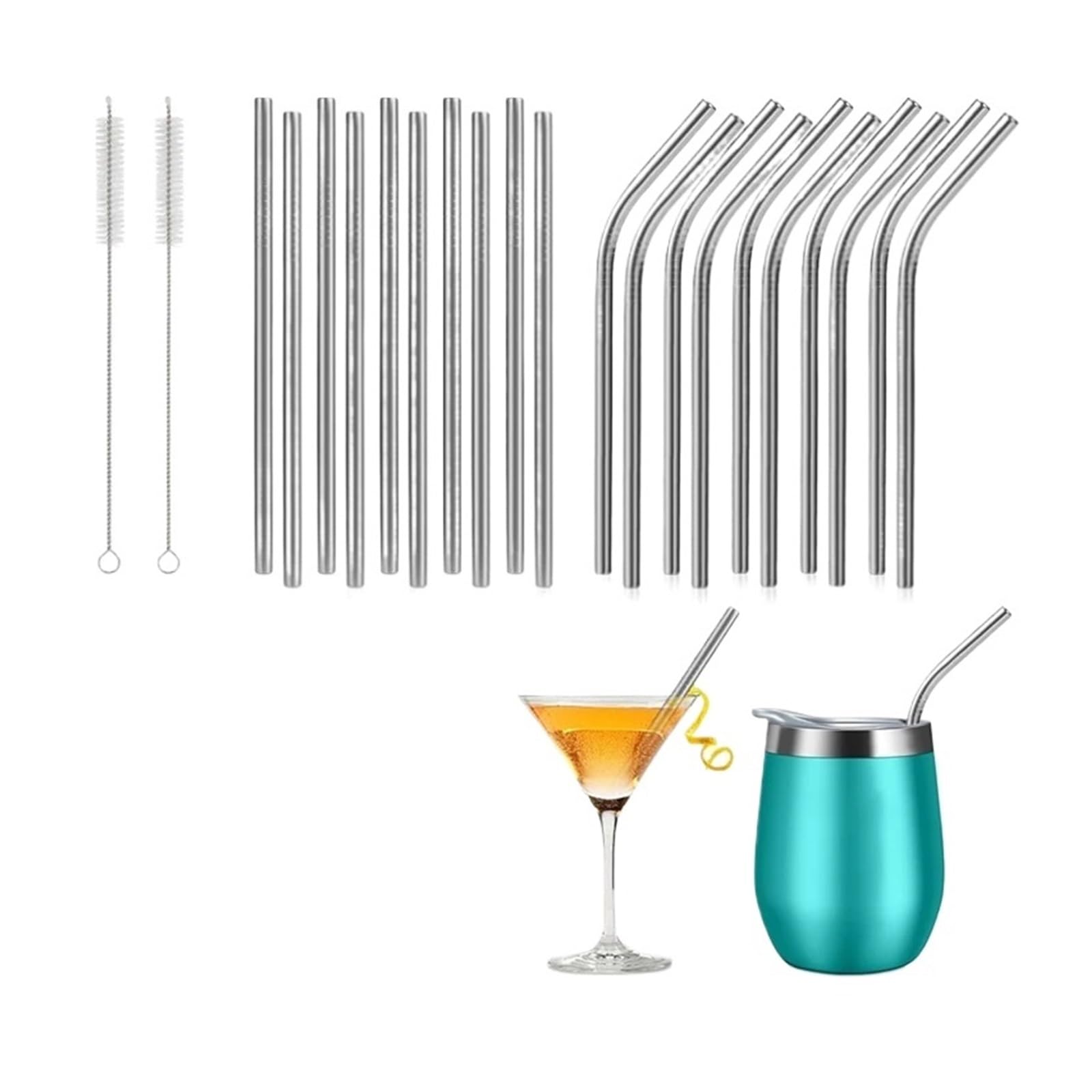 Pajitas De Acero Inoxidable 20 pajitas cortas de metal, pequeñas reutilizables for bebidas acero inoxidable 304 para zumos
