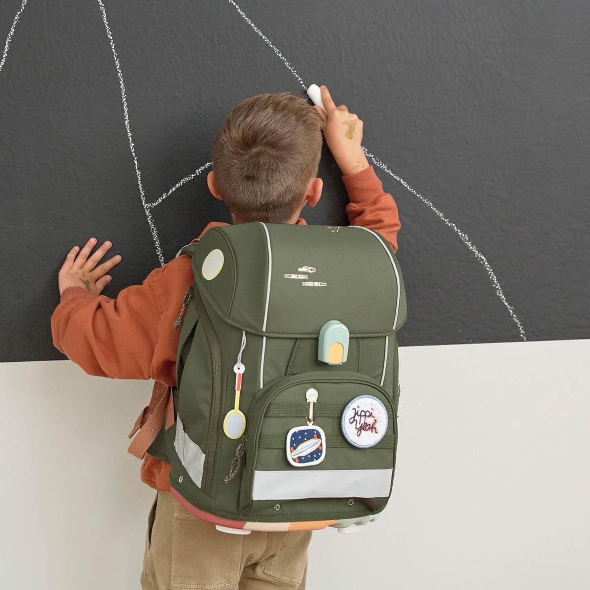 LÄSSIG 7-teiliges Schulranzen Set Kinder/School Set Boxy Unique olive