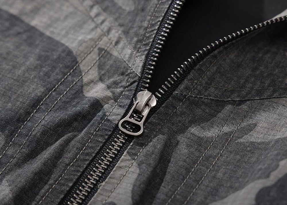 Retro Loose Spring Camo Workwear Jacket for Men, Casual Stand Collar Coat, Vintage Work Jacket