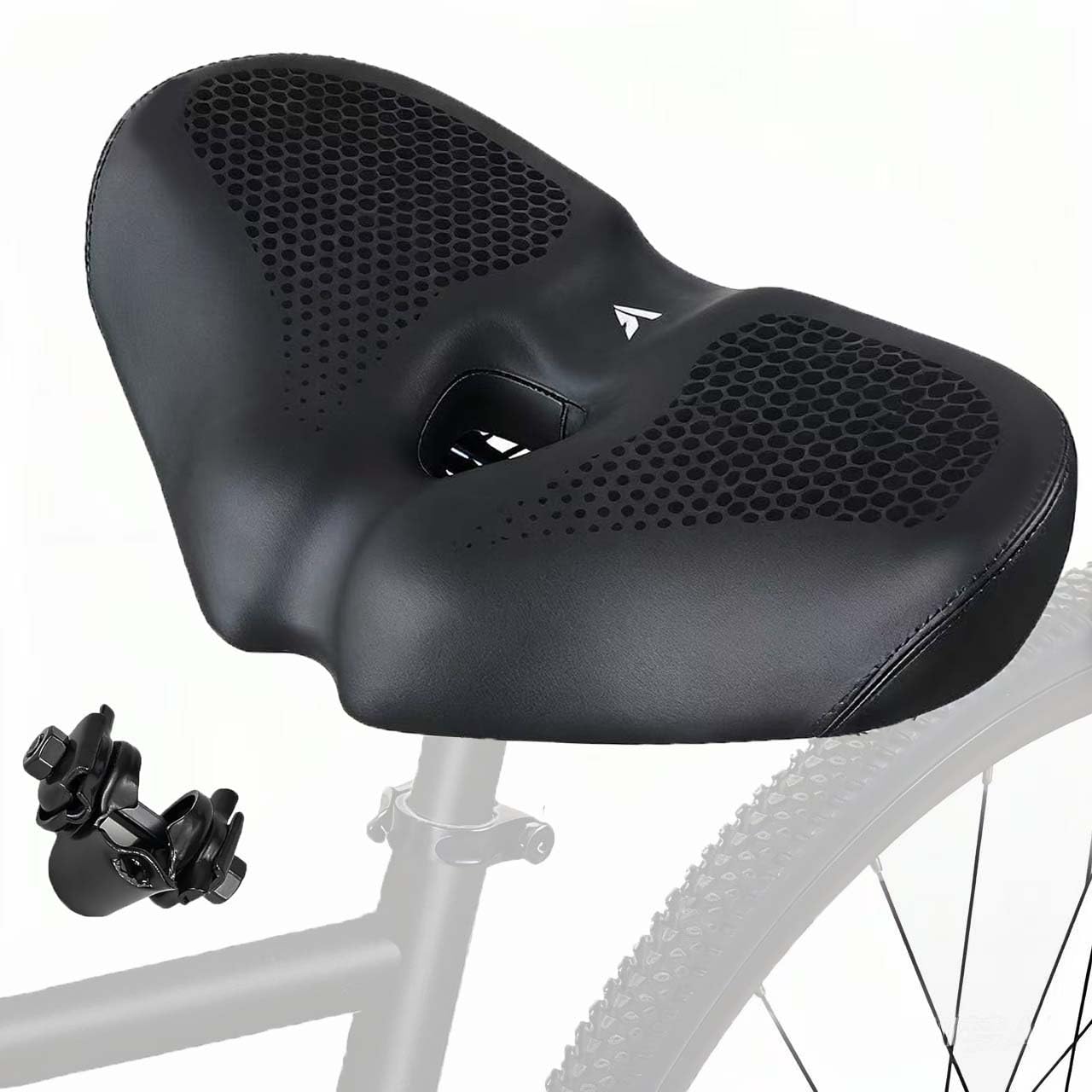 Sella per bicicletta oversize per uomo e donna, sella universale per mountain bike, city bike, bici elettriche, cyclette, comoda, extra larga, traspirante, ergonomica (nero)