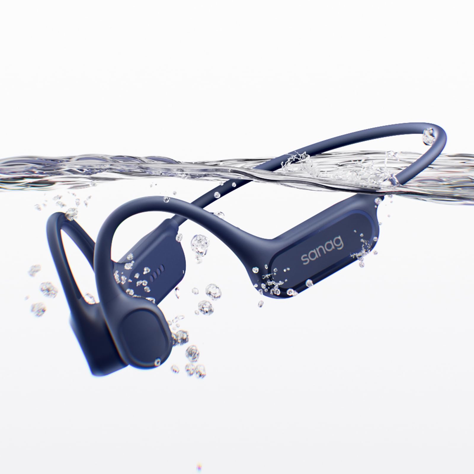 Sanag B33S Knochenschall Kopfhörer Schwimmen, IPX8 Wasserdichte Bluetooth Open Ear Kopfhörer mit Mikrofon, 32GB MP3 Speicher, Anruf-Rauschunterdrückung, 8 Stunden Wiedergabezeit, Unterwasser Kopfhörer