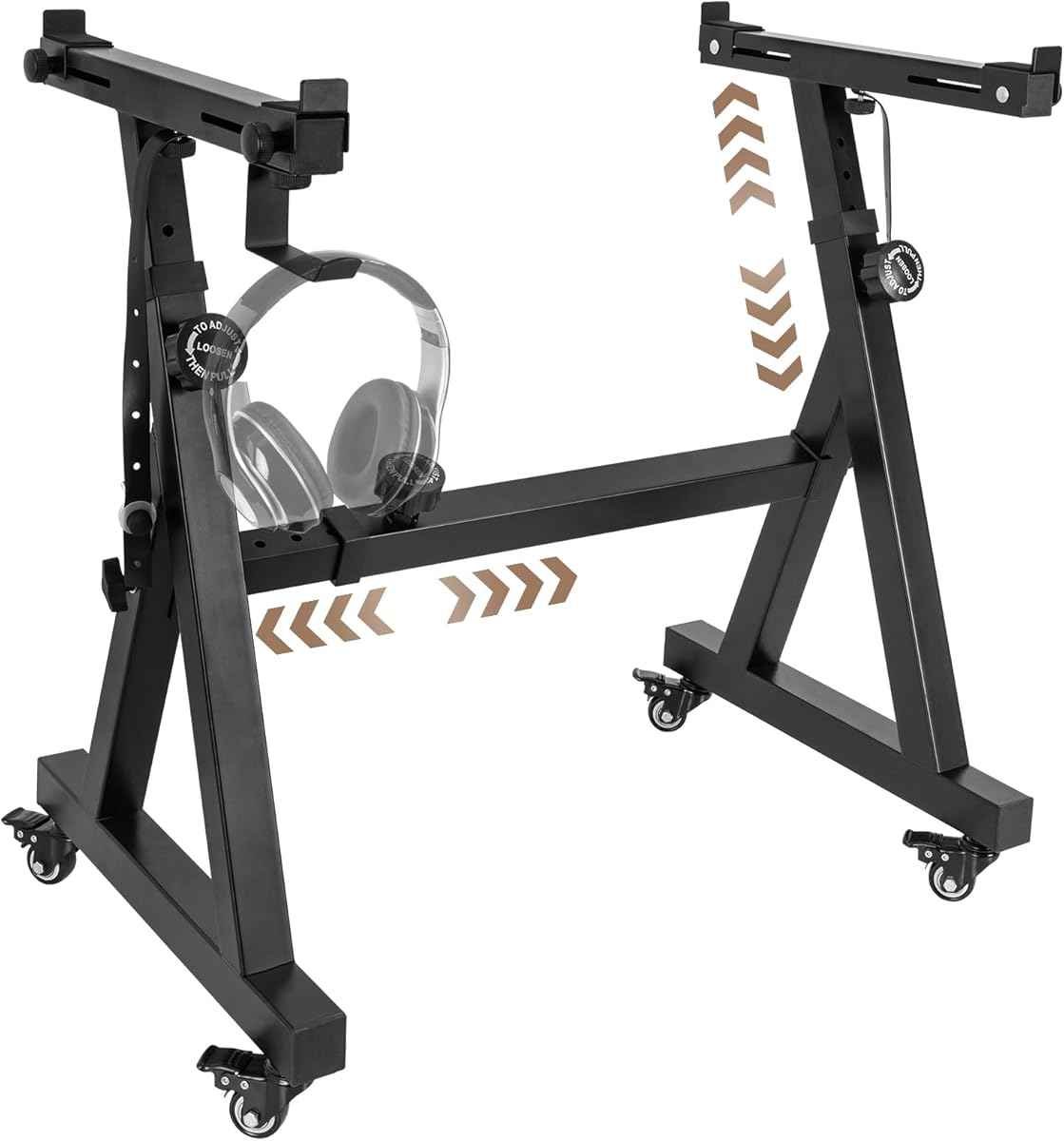 Heavy Duty Keyboard Stand, Z Style Digital Piano stand, Adjustable Height & Width Keyboard Stand with 4 Wheels Fits 54-88 Key Electric Pianos, Black