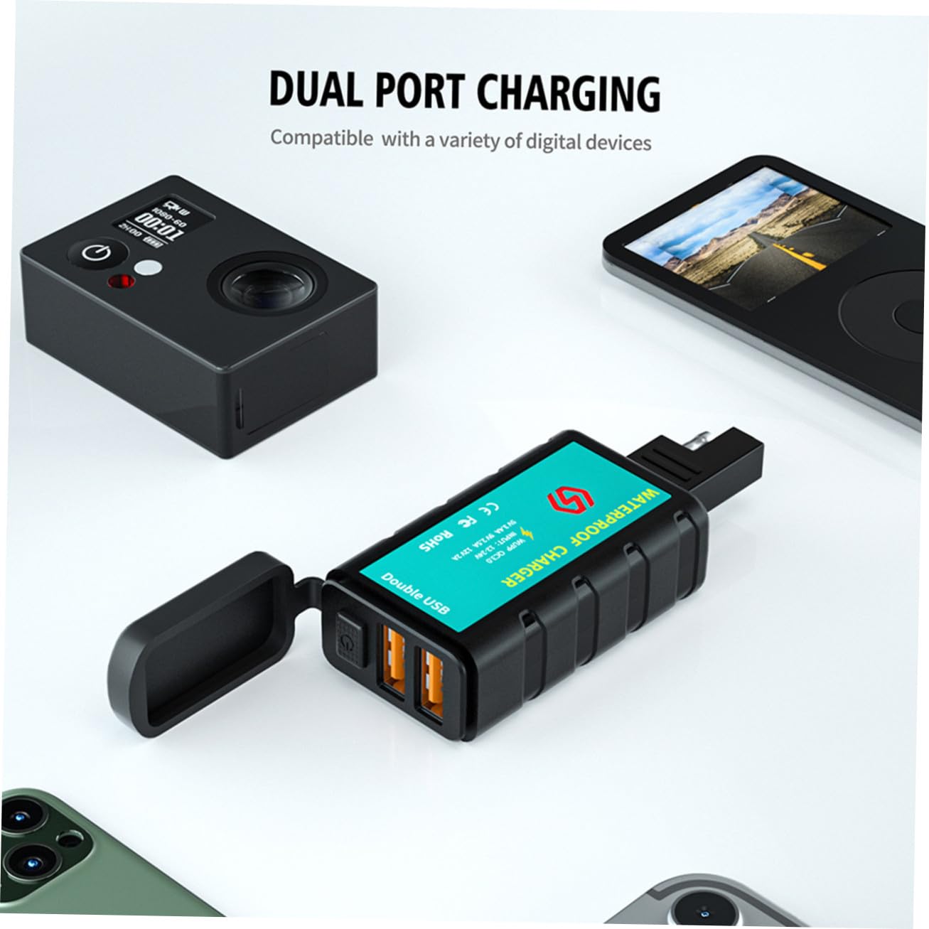 2zestawy Ładowarki Usb Do Motocykli Sae z Podwójnym Gniazdem Wodoodporna Szybkie Ładowanie Kompatybilna z Motocyklami Atv Suv Łodzią z Funkcją Miękkiego Startu