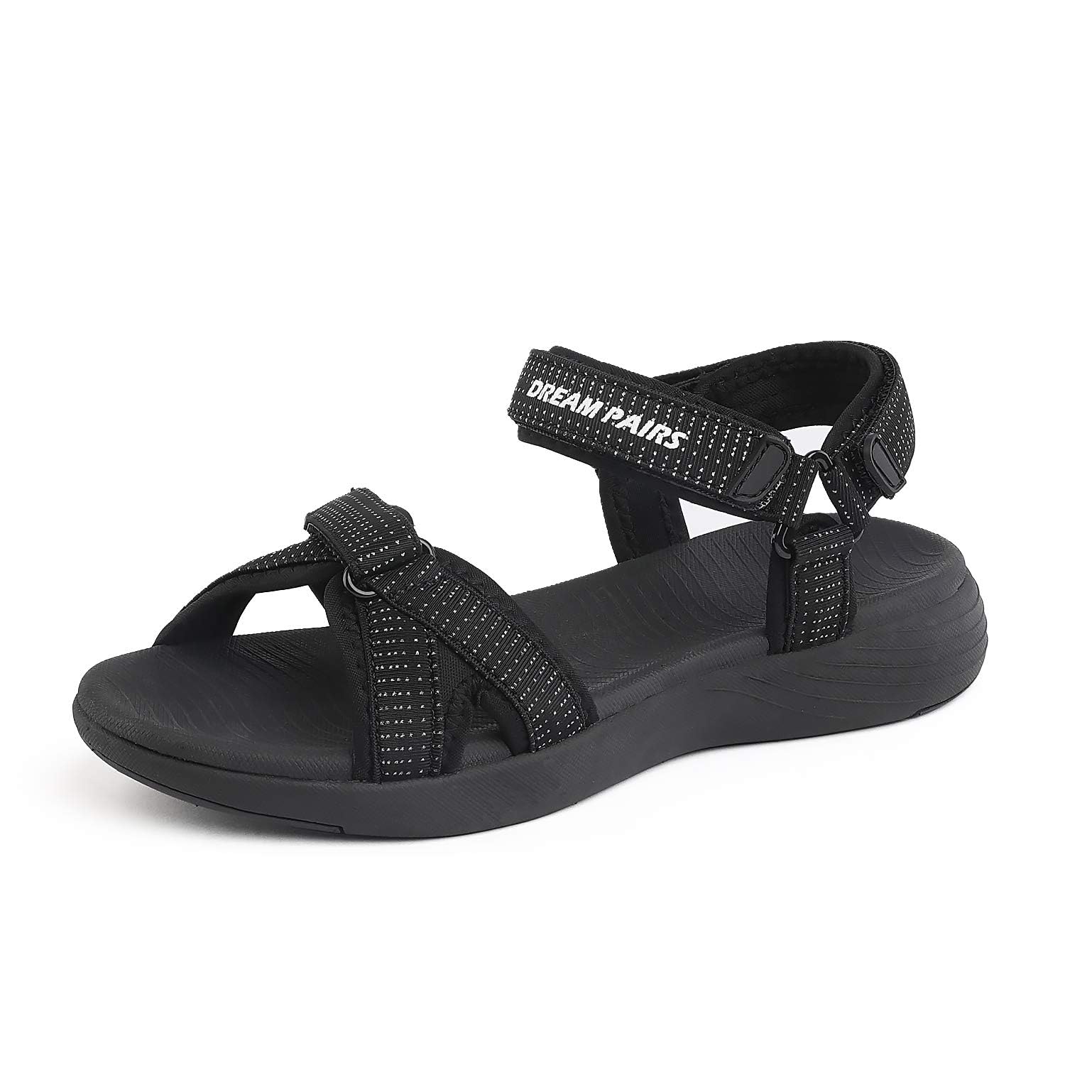 DREAM PAIRS Sandales de Sport pour Femmes Confortable et Légères Sandale de randonnée d'été Décontractées,Size 39,Noir,QDL19001L