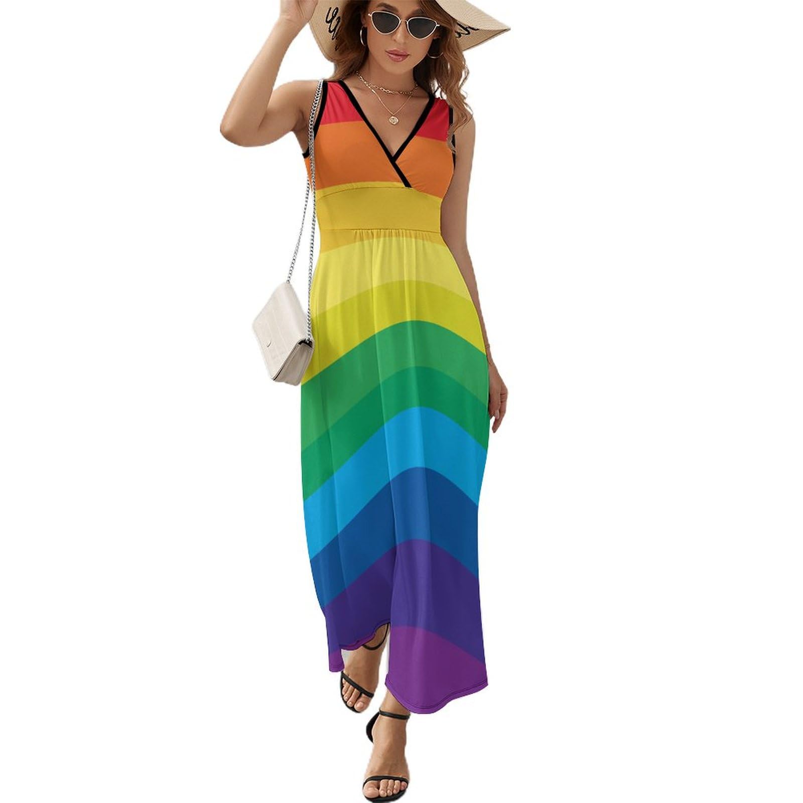 Robe décontracté rayures arc-en-ciel contre la chaleur - 8