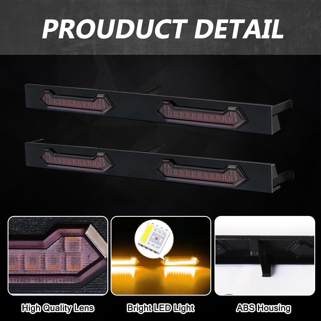 Amber LED Grille Lights for Tacoma SR5 2024 2025, 4Pcs Smoked Lens Front Grill Light Kit for Toyota Tacoma SR 2024-2025