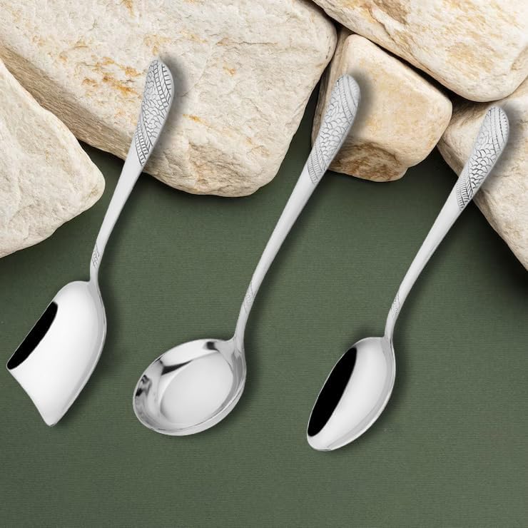 Set 4 Cucchiai Da Zuppa In Acciaio Inox 304, Testa Grande 4,6 Cm, Spessi E Resistenti, Color Argento, 18,3 Cm