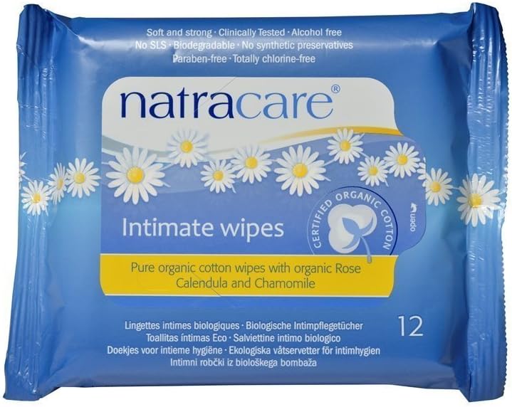 Natracare Organic Cotton Intimate Wipes | 12 Wipes x 5 Packs (60 Wipes)