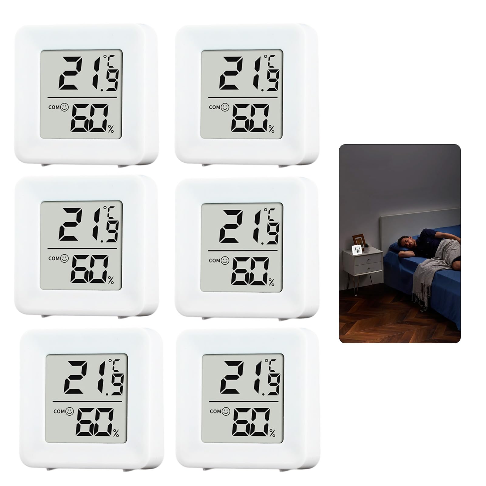 Thermomètre Hygromètre Intérieur Digital -10°C à 70°C Haute Précision 6 Pièces