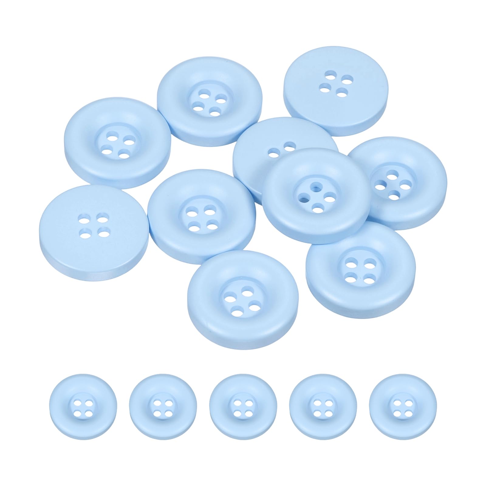 sourcing map 10pcs Sewing Button 20mm (3/4 Inch) 4 Holes Resin Thickened Round Crafting Replacement Buttons for Clothing DIY Crafts Decoration, Light Blue