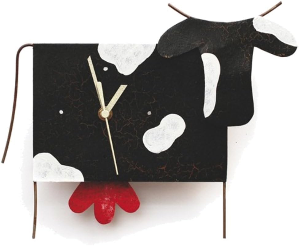 PENDULUM WALL CLOCK - LOS OXIDOS - COW - RECYCLING METAL - FAIR TRADE (Black)