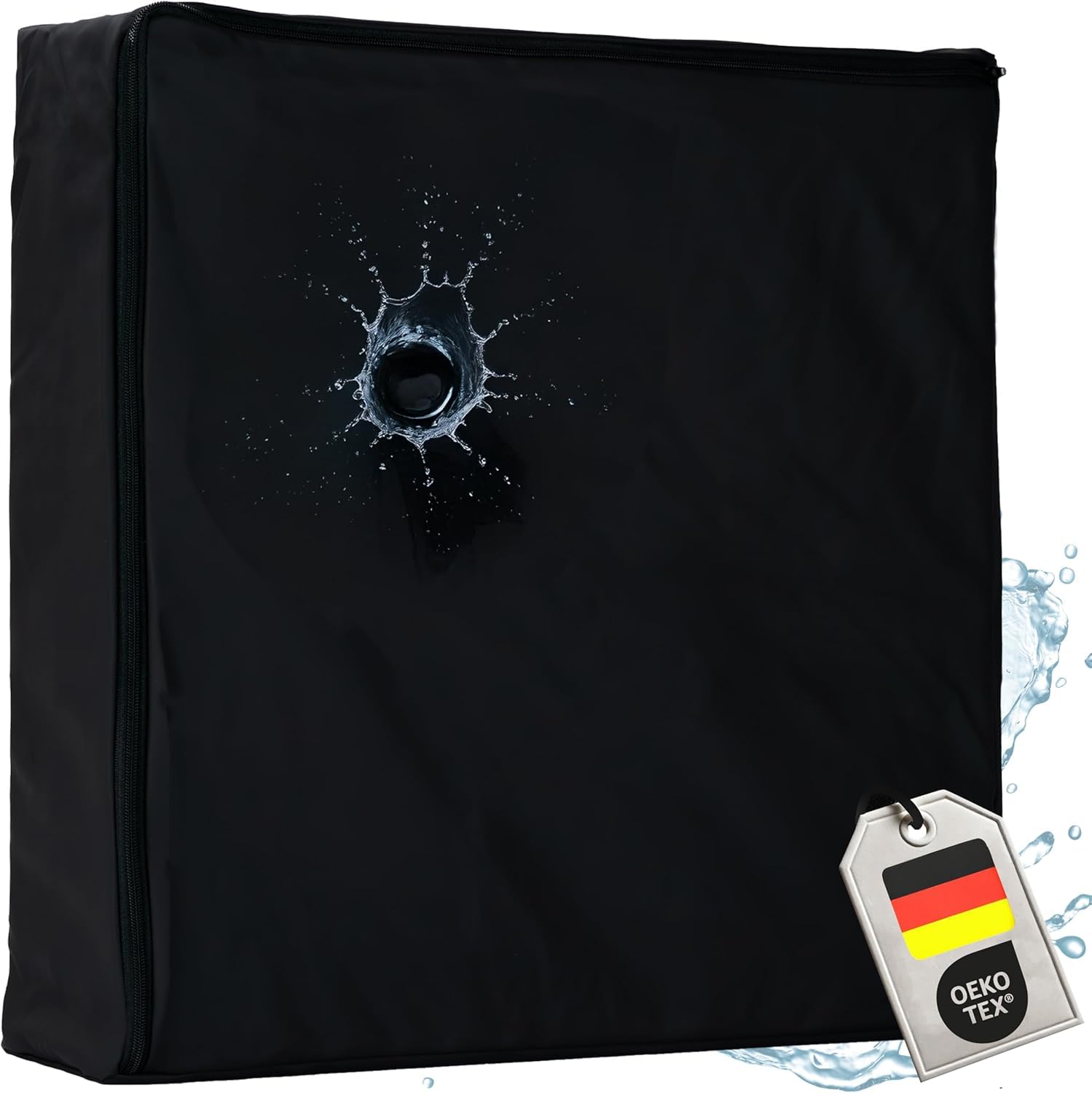 Orthopädisches Anti Dekubitus Viscoschaum Sitzkissen 40x40x10 cm – Made in Germany | Ergonomisch & druckentlastend | (Schwarz, RG85 (mittel) Wasserabweisend schwarz)