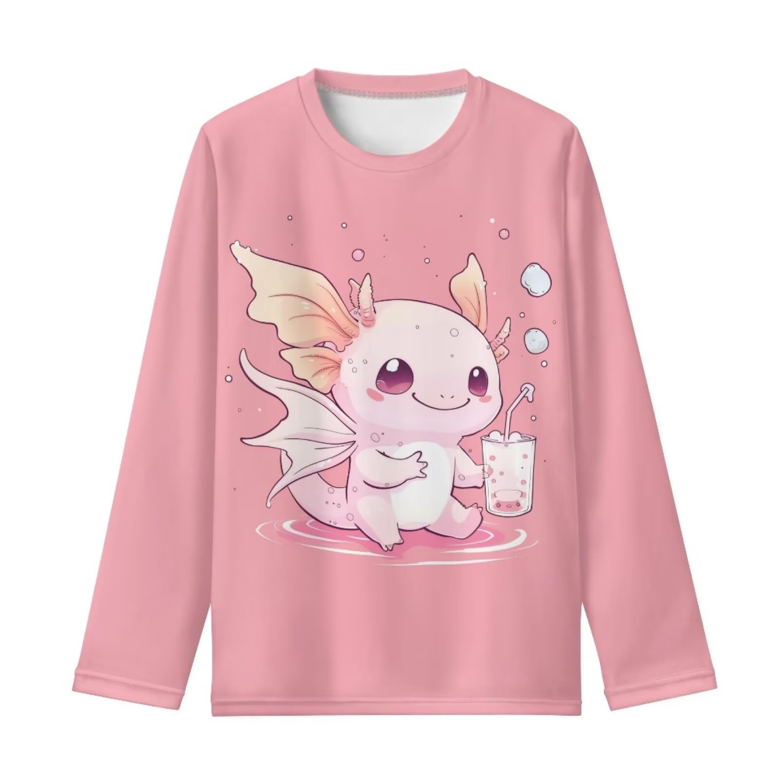 Girls Long Sleeve Shirt with Cute Graphic Casual Pullover Tops 3-16Y