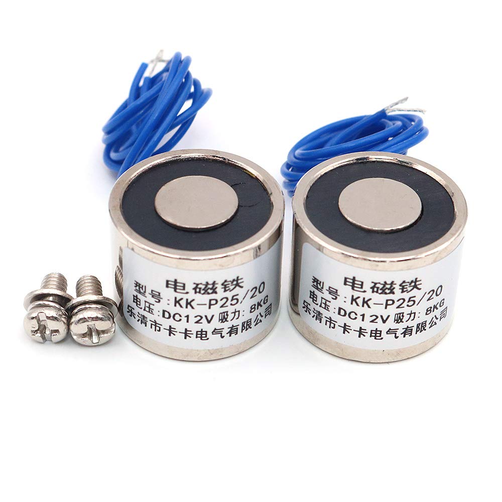 Namvo Lot de 2 électro-aimants KK-P25/20, 8 kg, CC 12 V