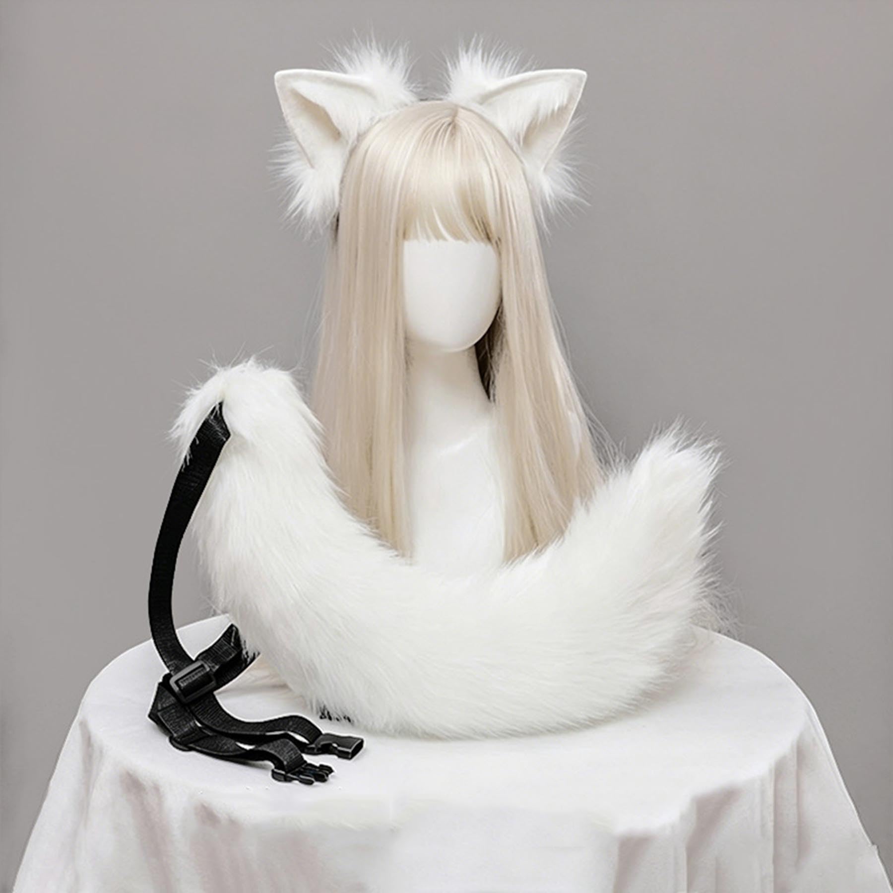 Set cerchietto con orecchie da volpe e coda in peluche, accessori per costume cosplay da animale, orecchie fatte a mano, ideale per Halloween, feste in maschera e cosplay