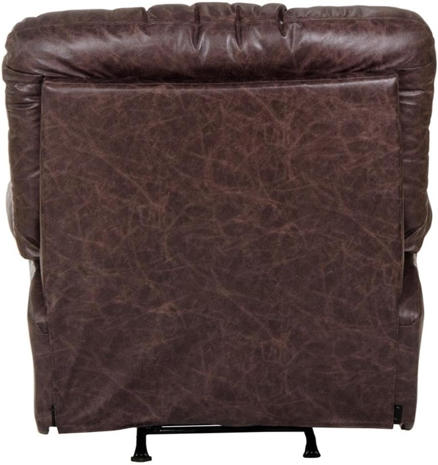 BOWERY HILL Power Rocker Recliner, Brown Polyester Leather-Look Fabric, Cool Gel Memory Foam, USB Charging, Extra Tall Back, Lay-Flat Reclining Chair, Durable Steel Frame, Living Room Seating