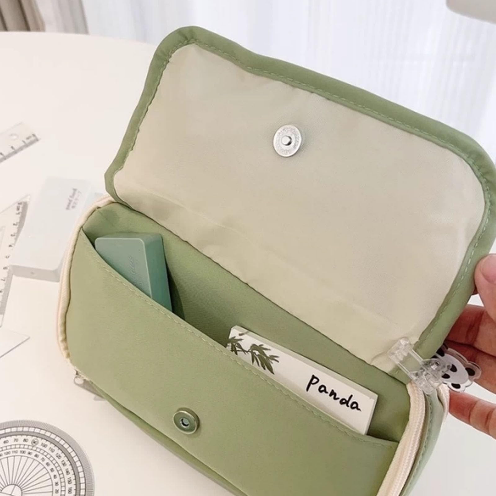 Portarottiera tradizionale cinese panda cancelleria multifunzionale, 9 tasche in tela con chiusura lampo, collezione culturale Panda