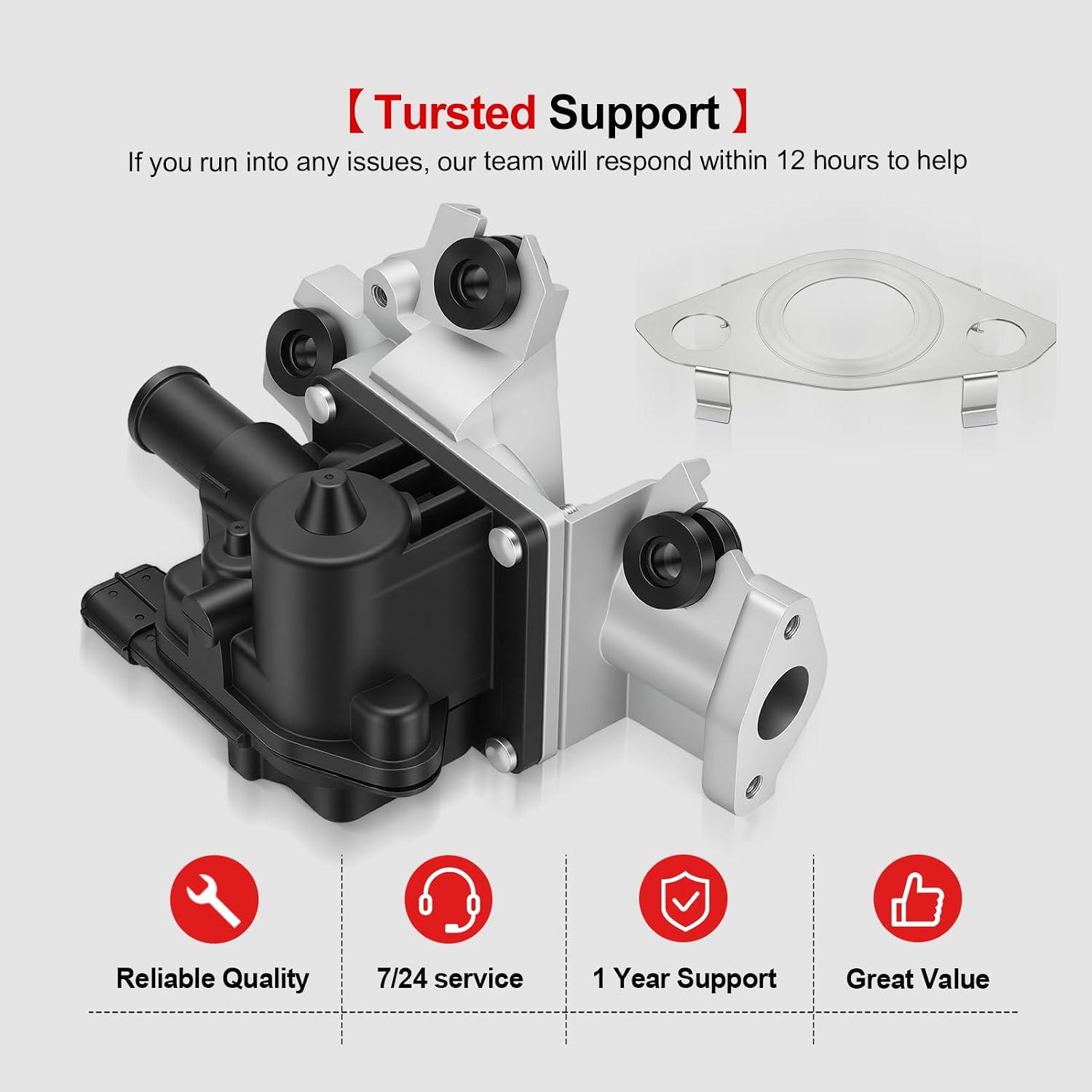 Secondary Air Injection Check Valve Right Passenger Side Fit for Tundra 2010-2013 Sequoia 2010-2012 GX460 2010-2013 4.6L V8, Air Pump Check Valve with Gasket 5 Pin 911-607 25701-38100