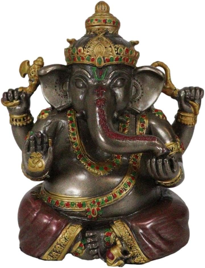 Ebros Gift Eastern Enlightenment Meditating Hindu God Ganesha Altar Decor Figurine Ganesh Ganapati Hinduism Statue Remover of Obstacles As Spiritual Sculpture in Bronze Color Finish