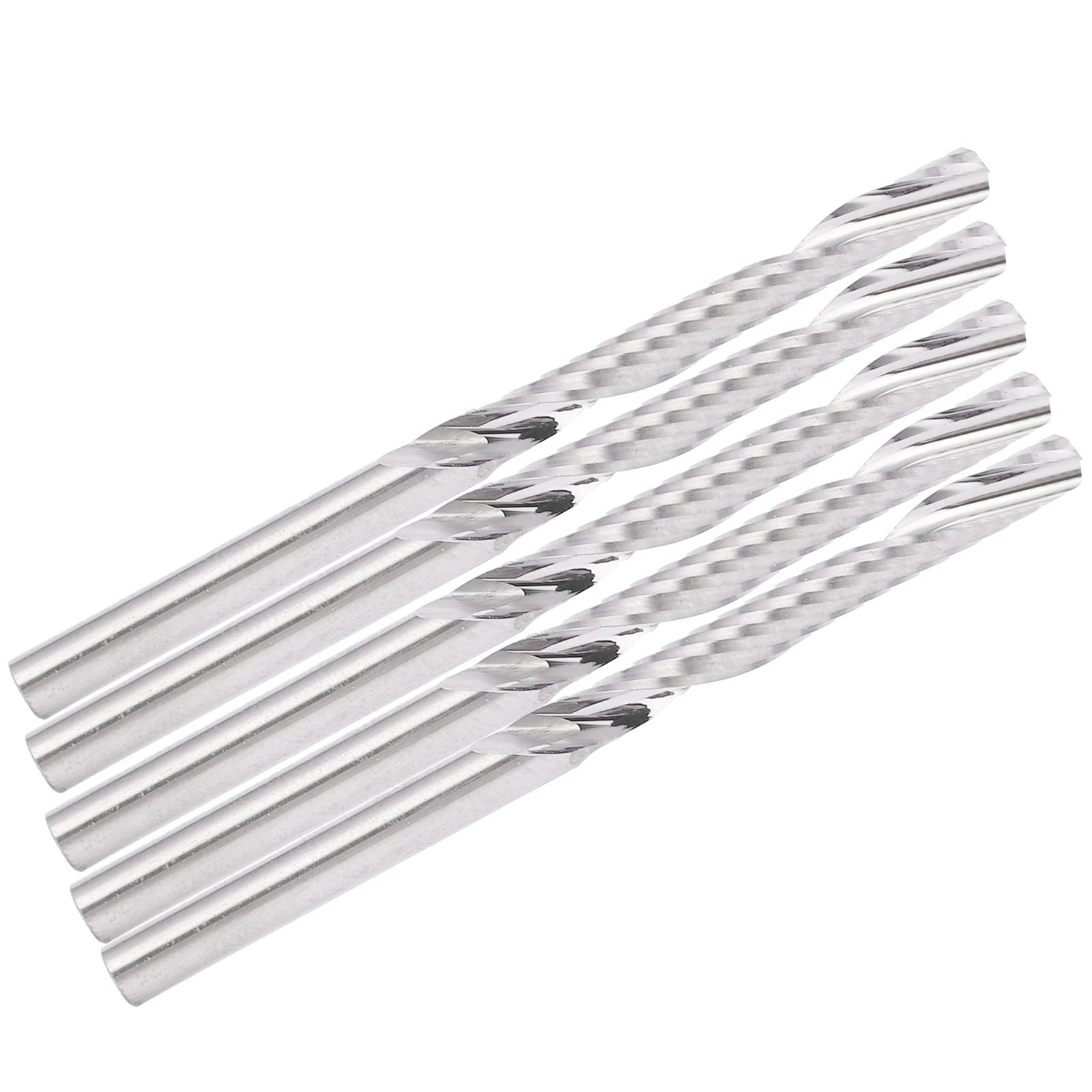 Pojedyncze młyny końcowe fletu 5 - pakiet | 3,175 mm Shank Tungsten stalowy noża | Wysoka twardość dla drewna / aluminium / plastiku | Polerowany lusterka, długość cięcia 25 mm