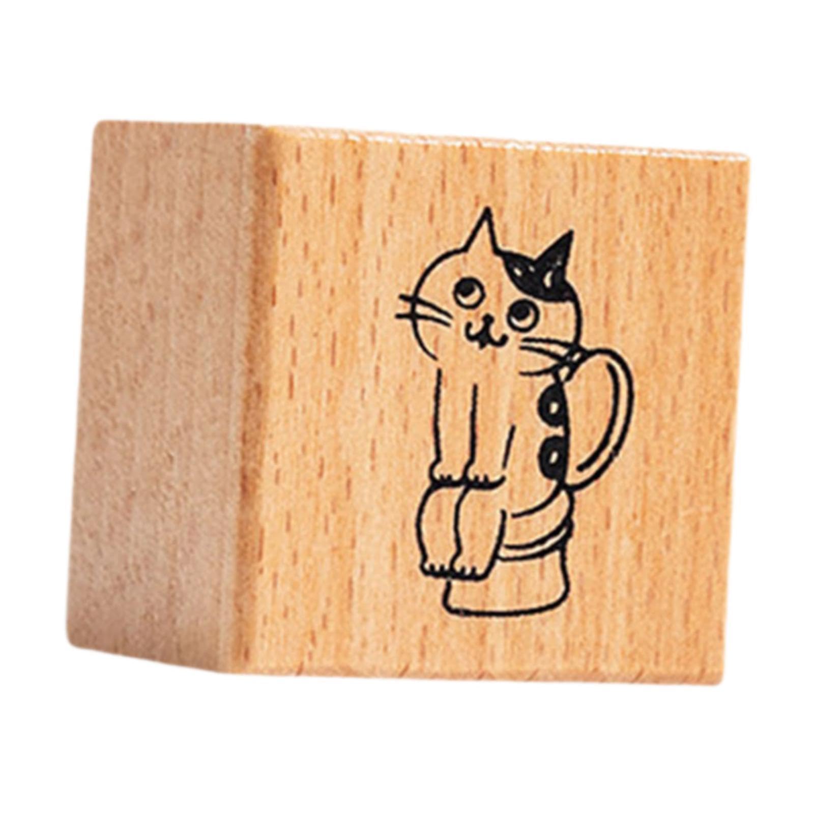 Amazon.co.jp: Tachiuwa ねこはんこ かわいいハンコ 動物 木製 ゴム印