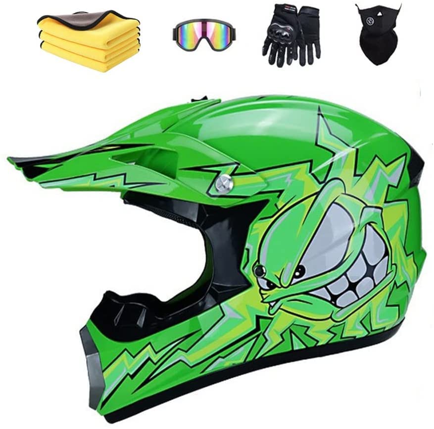 ARMAAN Casque Moto Cross Intégral - Homologué DOT - Taille S à XL (52-60cm) - Inclus Lunettes, Gants, Masque