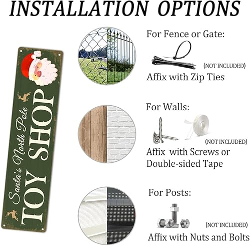 Miniatura 10 de Mistletoe Lane - Cartel de metal de Navidad con impresión vintage, placa de lata para el hogar, granja, cocina, patio, cafetería, bar, puerta