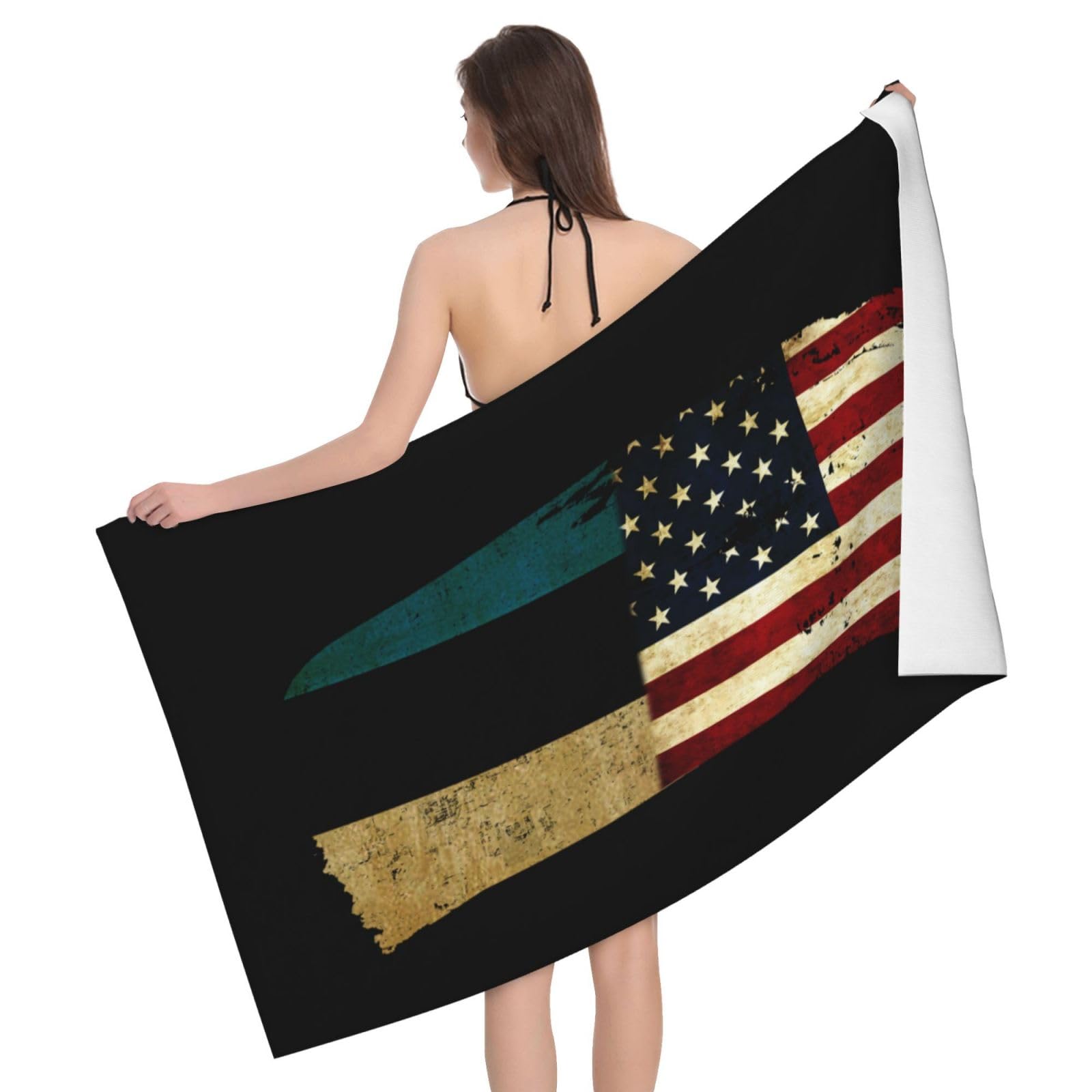 HLBSDM Microfiber Estonian America Flag Beach Towel Quick Dry Soft Sand Free Beach Towels for Pool Swim Beach Lightweight Thin Towels