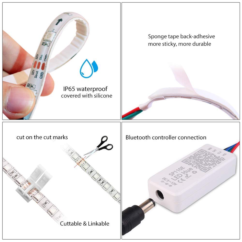 GRIFEMA DG4002, LED Strip Lights Kits - 5m, Work with App, Grey - Image 3